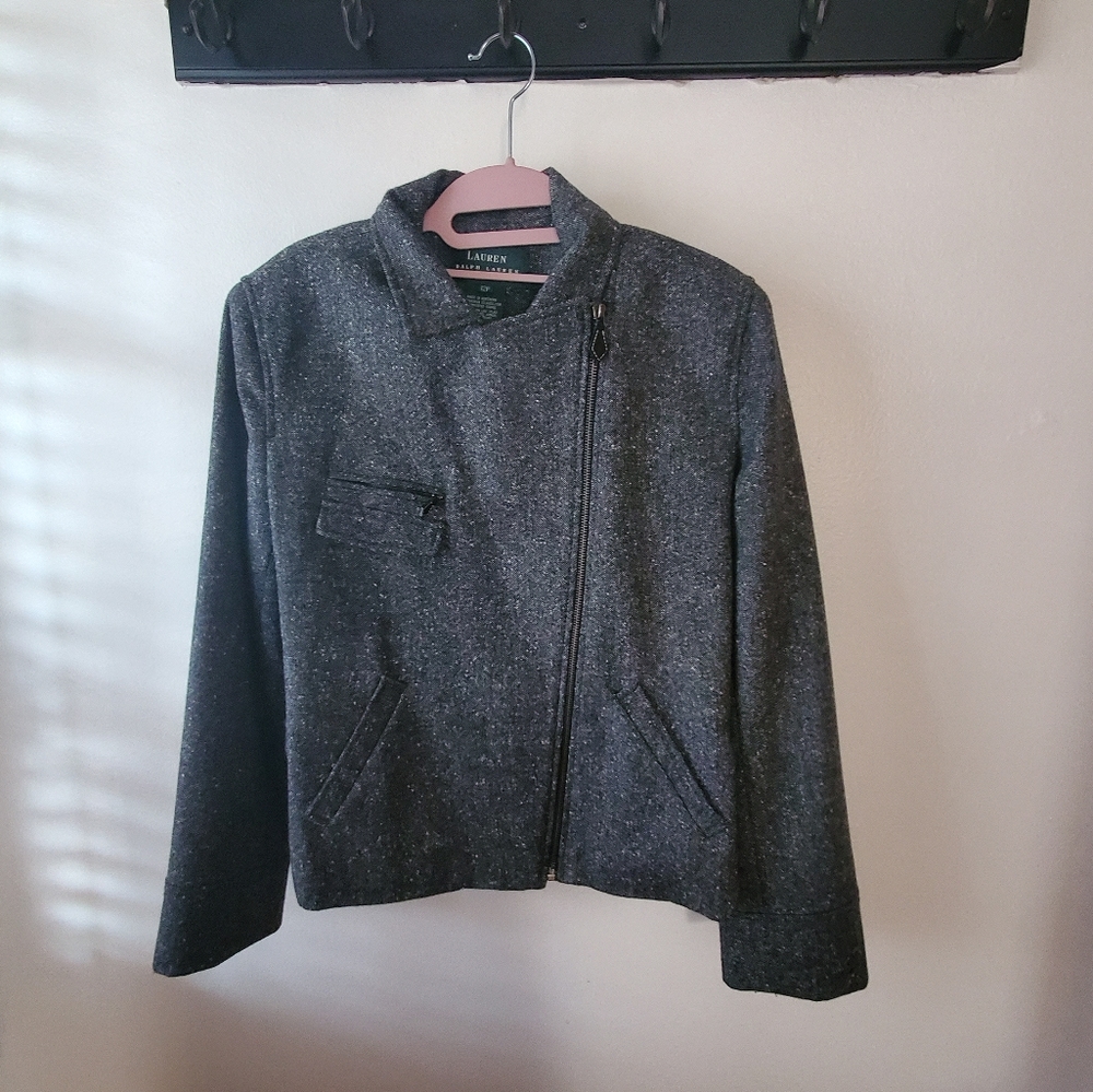 Ralph Lauren moto jacket heathered charcoal grey